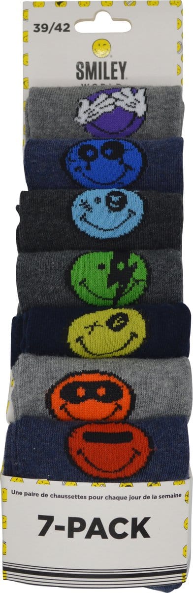 HEREN/MANNEN HAPPY SMILEY SOCKS- MULTIPACK- 7 PAAR SOKKEN- EYES- 43/46