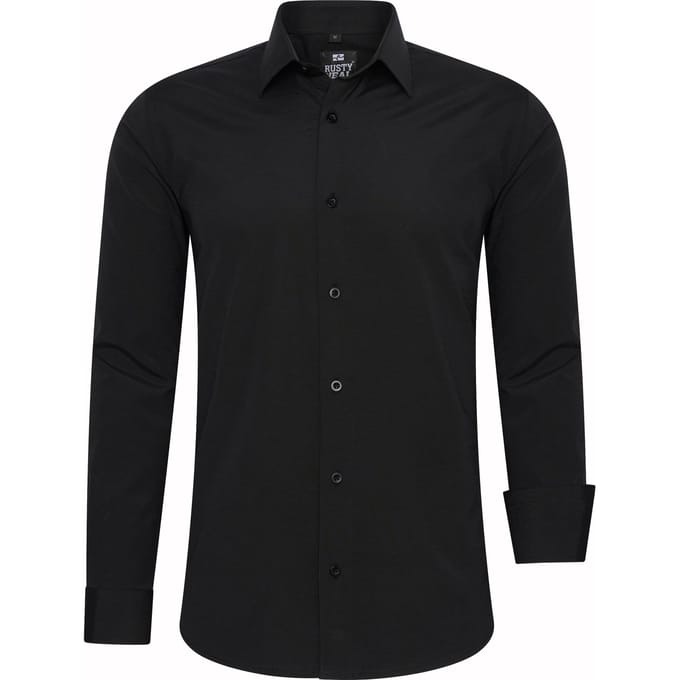 Rusty Neal Overhemden Overhemd Slim Fit Zwart