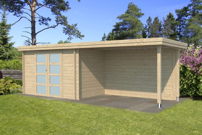 Woodlands Blokhut Oregon met Overkapping 595 x 205 cm
