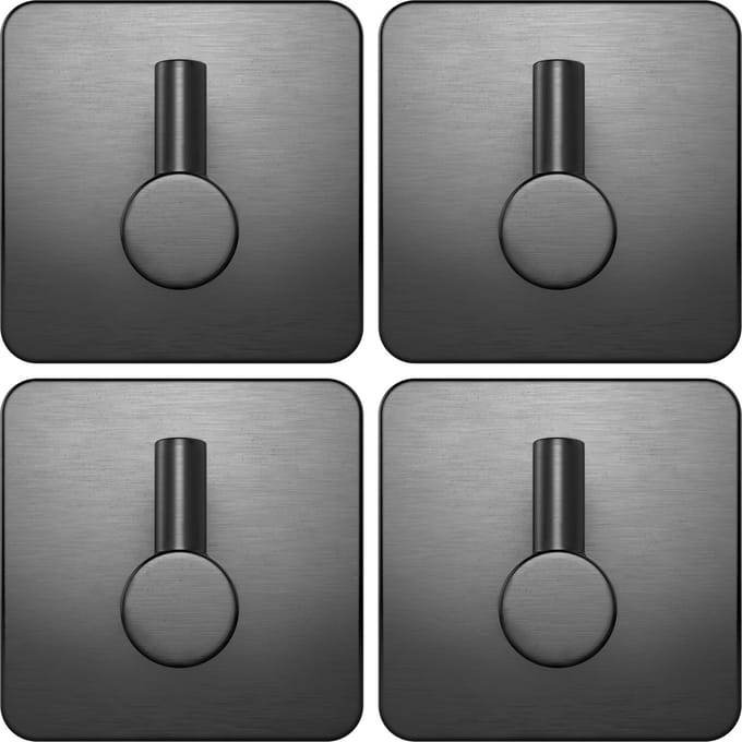 EAVY - Set van 4 Zelfklevende handdoekhaakjes RVS - Gunmetal