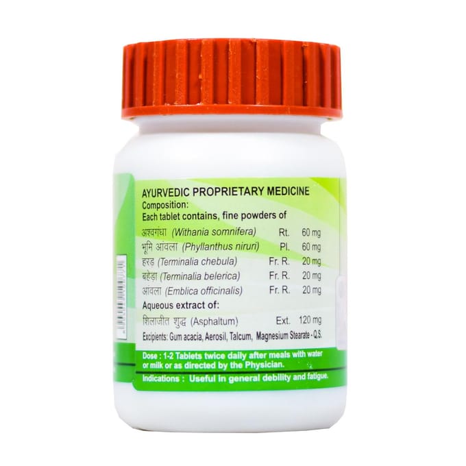 Shilajit Rasayan Vati, Mumiyo(120 tabblad, 300 mg), Shilajeet Rasayan Vati, Patanjali