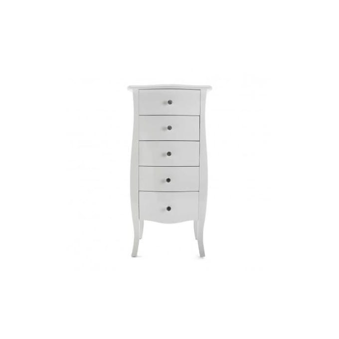 Commode haute laquée blanche 5 tiroirs CAGLIARI