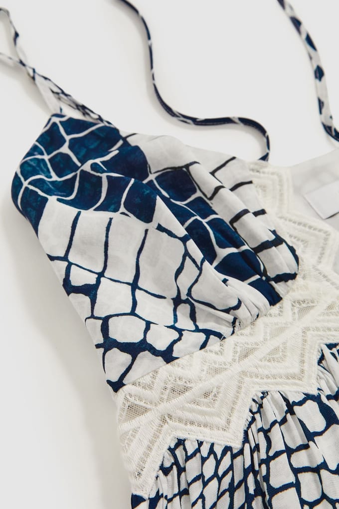 Reiss Animal Printed Lace Top Blue Maat: 8 | Mouwloze Tops Outlet | Dames | Blauw