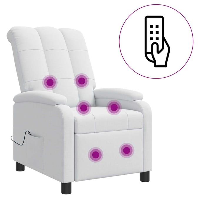 vidaXL - Massage - Relaxstoel - Wit - Stof