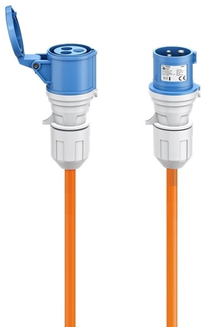 Goobay CEE-verlengsnoer, CEE-stekker naar CEE-contrastekker, 5 m, campingkabel voor buiten