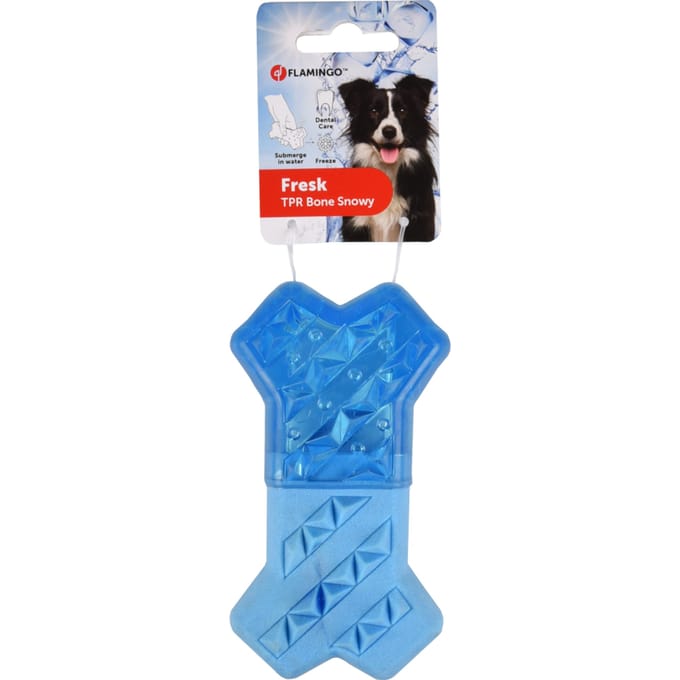 Flamingo hondenspeeltje Snowy Bone, blauw 13,3x7,4x3,8cm hond
