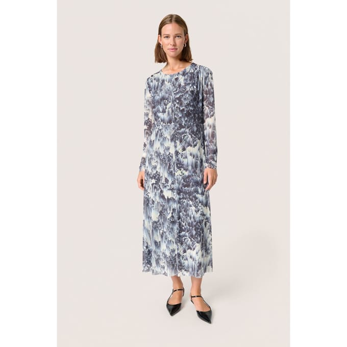 Jersey jurk A-shape Dark Navy Landscape Print multicolour