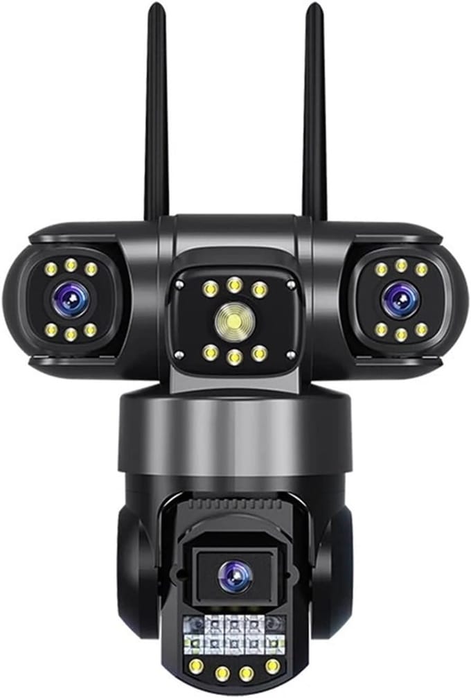 Buitencamera - Beveiligingscamera - Woning beveiligen - Drie lenzen - IP66 - Zwart