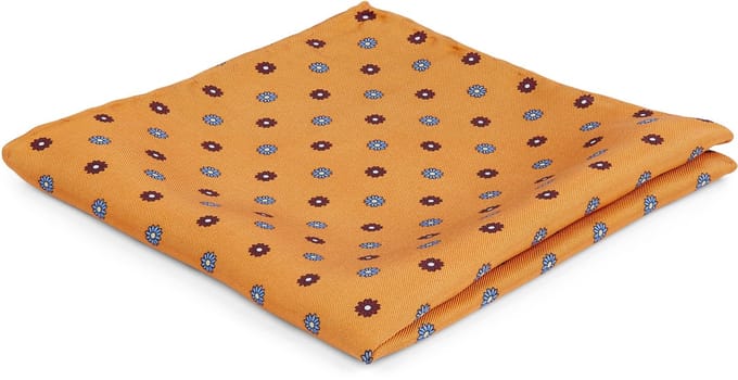 Oranje Pochet met Bloemmotief