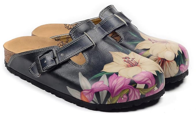 Goby - Elegant Bloom Dames Clogs - Handgemaakt - Bloemenprint - Maat 39