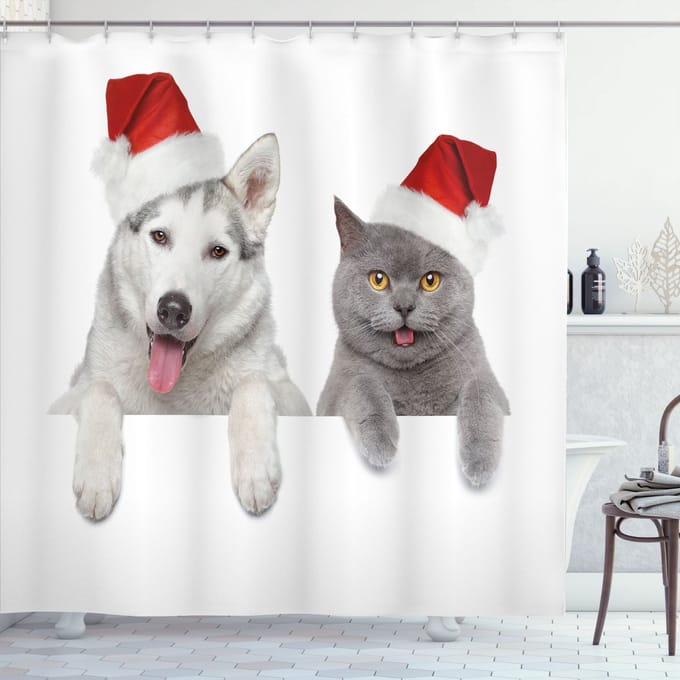 ABAKUHAUS Kerst Douchegordijn – 175×200 cm – Waterafstotend