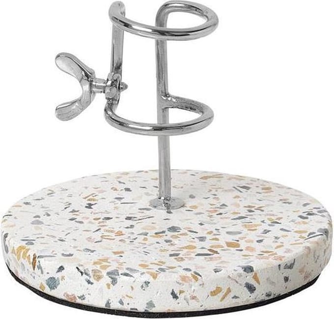 Broste Copenhagen - candlestick fjarril - terrazzo wit/nickel