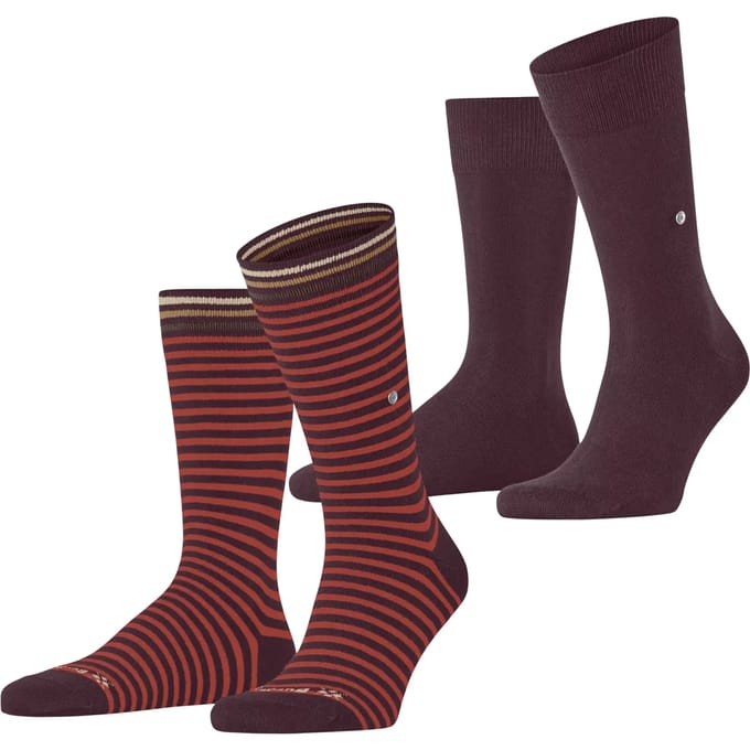 Burlington Everyday Stripe- Mixed 2-Pack gedessineerd katoen multipack sokken heren rood - maat 40-46