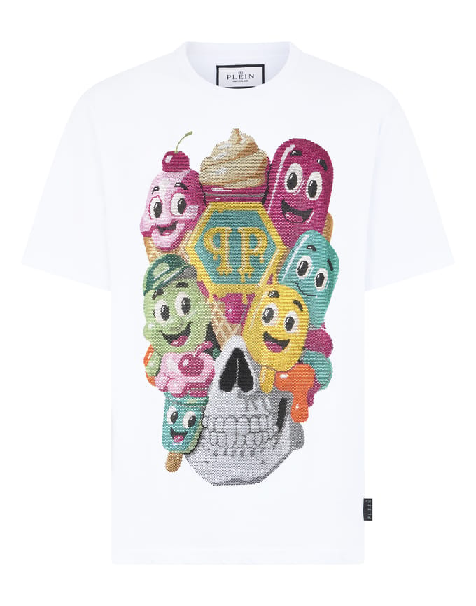Round Neck T-Shirt Little Ice Cream Skull