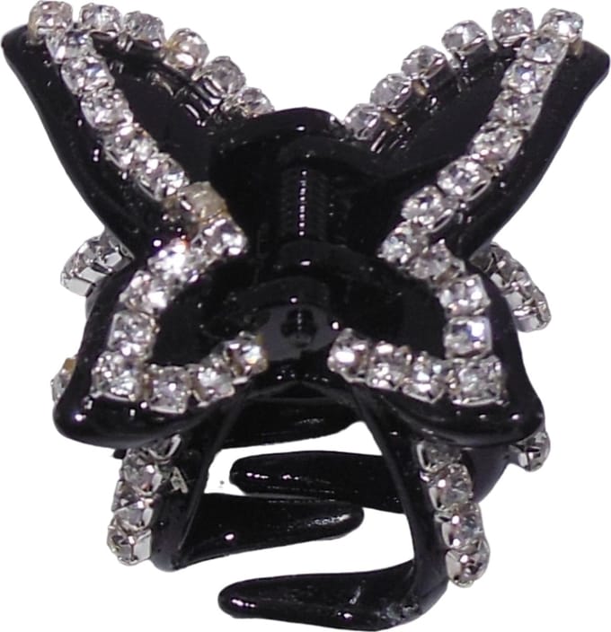 Haarklem met strass vlinder zwart