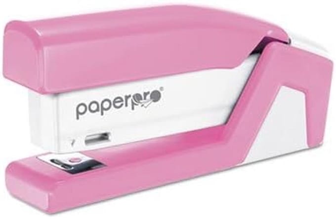 Compact nietmachine - Handnietmachine Bureaublad - Papier Snel Verwerken - Eén Vinger Bediening - 15 vel - Roze Wit