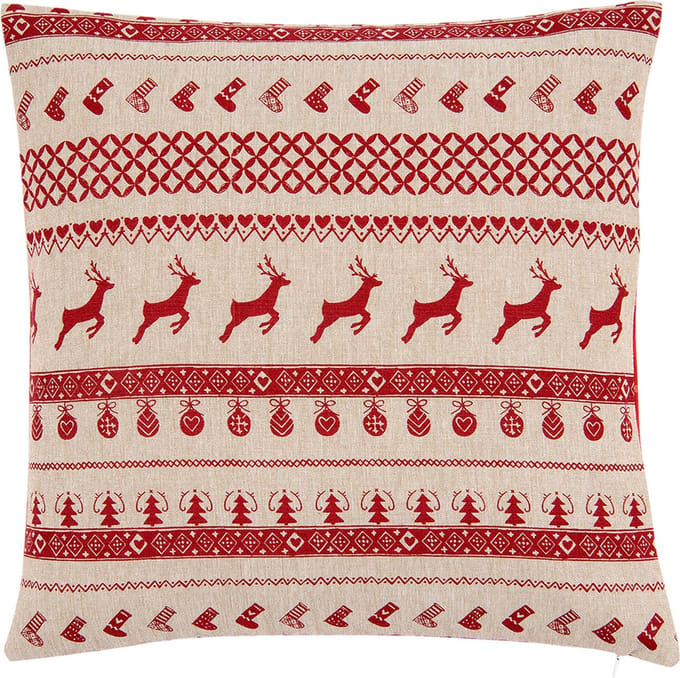 Clayre & Eef Kussenhoes 40x40 cm Rood Katoen Rendieren