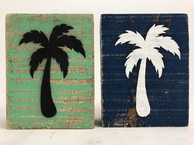 Blok Alex 11x15x5 cm Palmboom blauw en groen