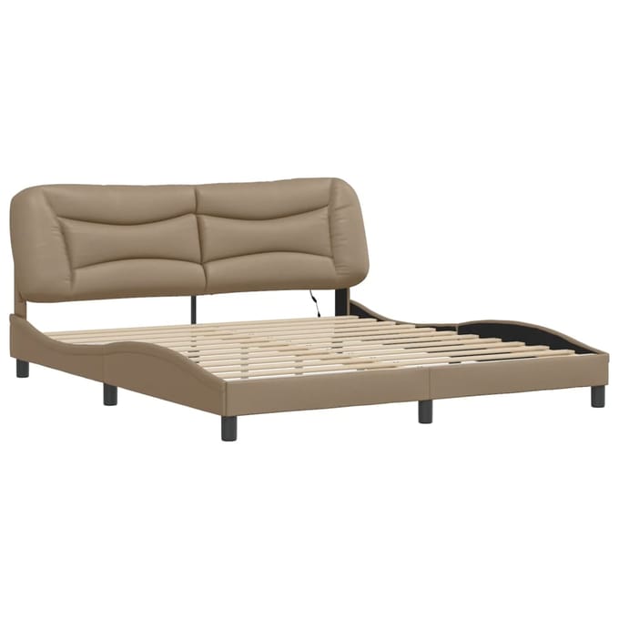vidaXL - Bedframe - met - LED - zonder - matras - "Hvar" - cappuccino - 180x200 - cm