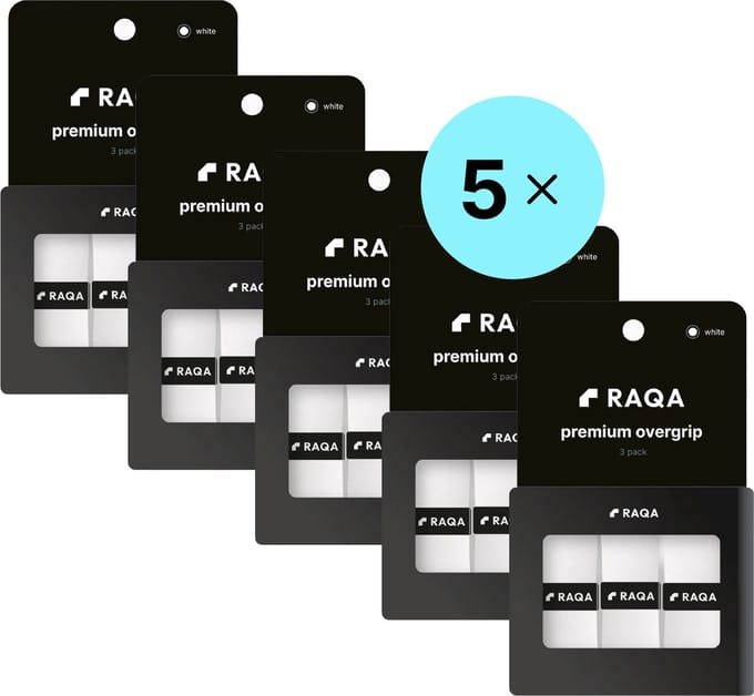 Raqa ® 4+1 gratis - 5x premium padel overgrip (15 stuks) - Wit - Griptape - Padel - Padelgrips - Overgrip padel - padel racket grip