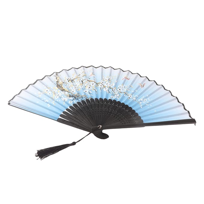 Éventail à main pliant, cadeau de fête de mariage, accessoires de danse, décoration de bureau et de maison Blue white