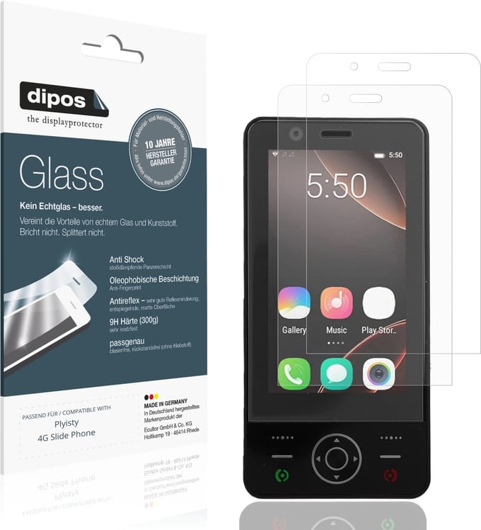 dipos – 2x Matte Pantserfolie geschikt voor Plyisty 4G Slide Phone | 9H Screenprotector