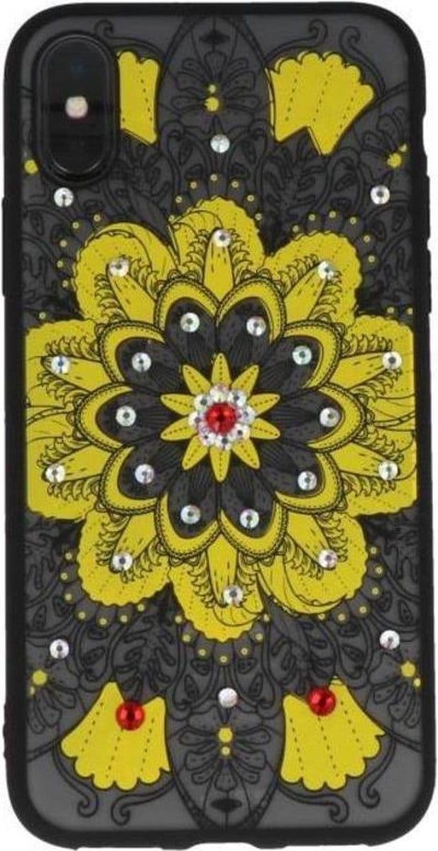 Geel Diamant Mandala Back Cover Hoesje voor iPhone X