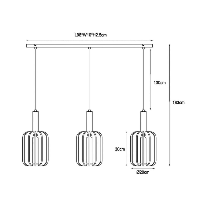 Lucide Rafal hanglamp textiel, grijs, hoekig, 3-lamps