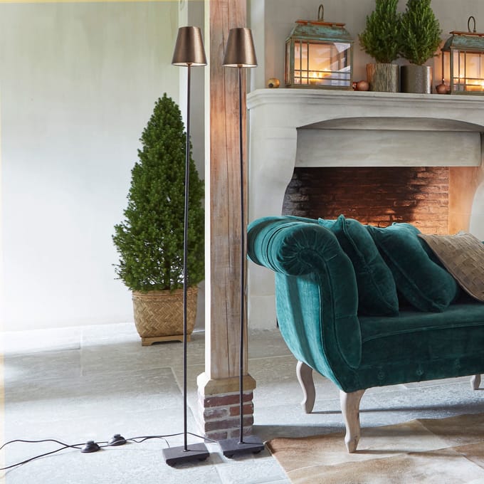 LOBERON Staande lamp set van 2 Tacoma antiekgoudkleurig