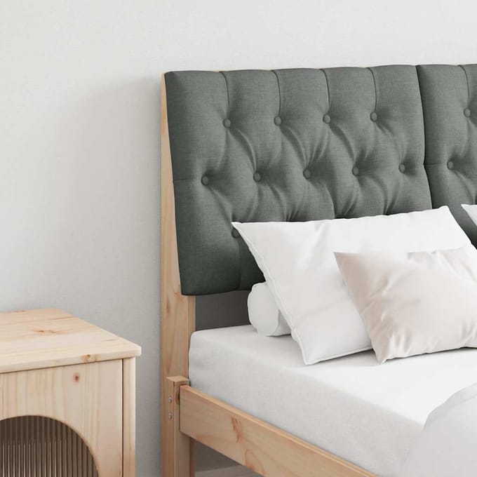 vidaXL - Gestoffeerd - hoofdbord - Donkergrijs - 120 - cm - Massief - grenenhout