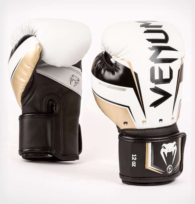 Venum Elite Evo Bokshandschoenen – Wit/Goud – 10 oz