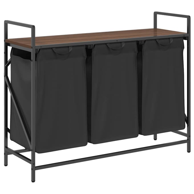 vidaXL - Wasmand - 3 - vakken - met - plank - bruin - eikenkleurig