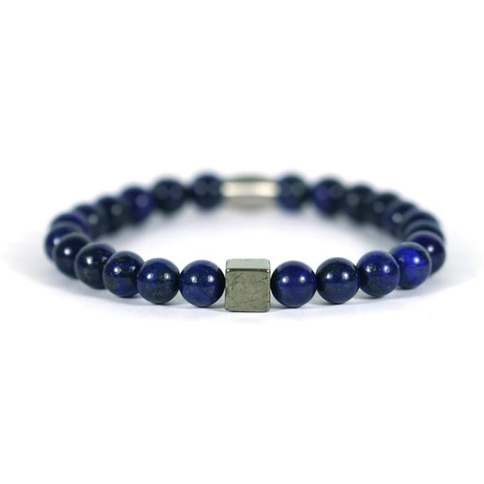 IbizaMen - IbizaMen - Heren - armband - Lapis Lazuli - pyrite - blok - 21cm