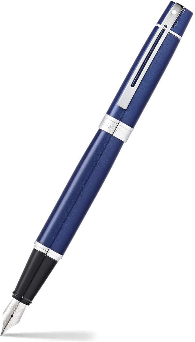 Sheaffer vulpen 300 E9341 - F - Glossy blue chrome plated
