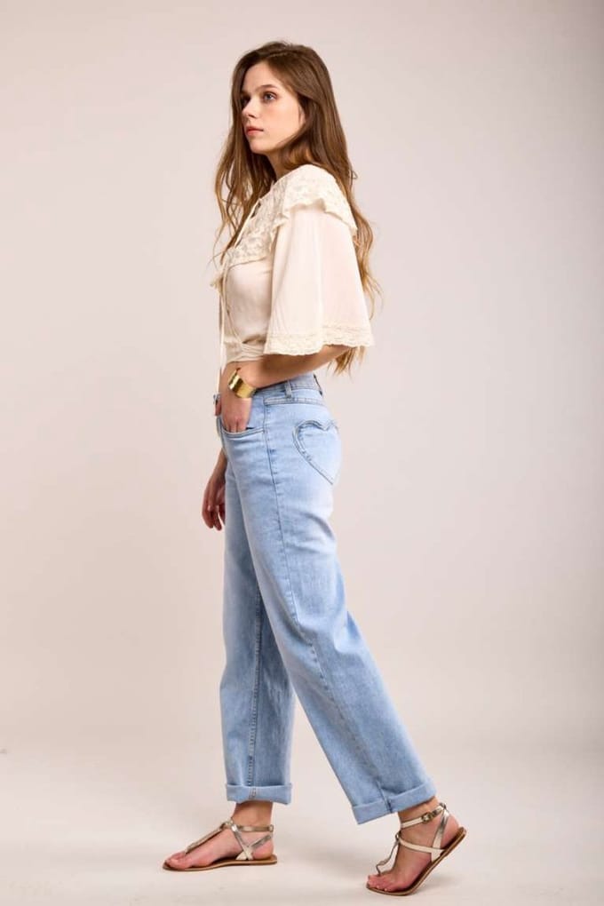 Toxik3 jeans - Wide Leg Hartjesdetail