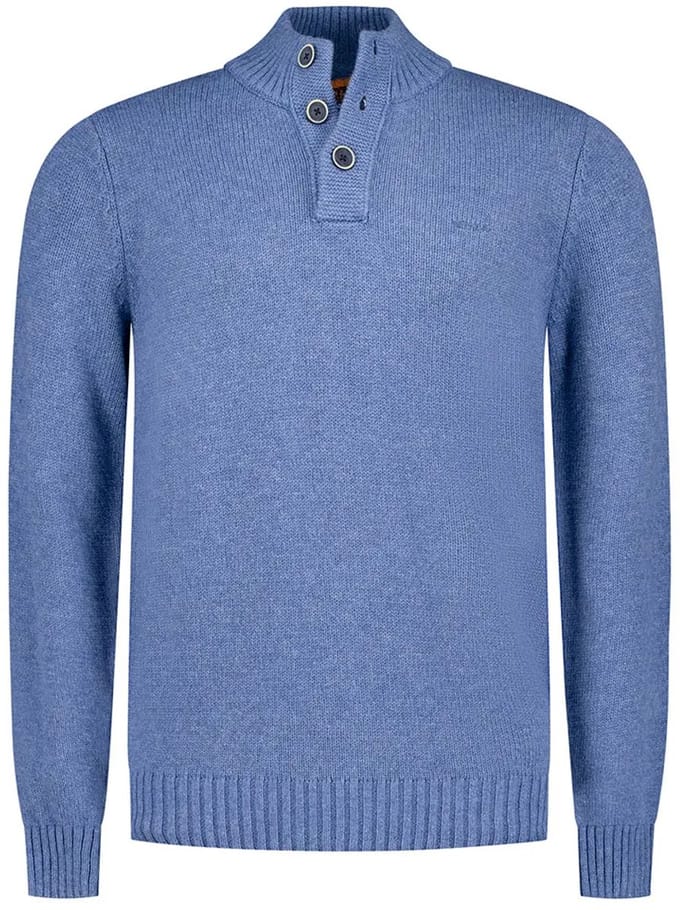 Normale fit blauw Adan NZA trui half zip knopen