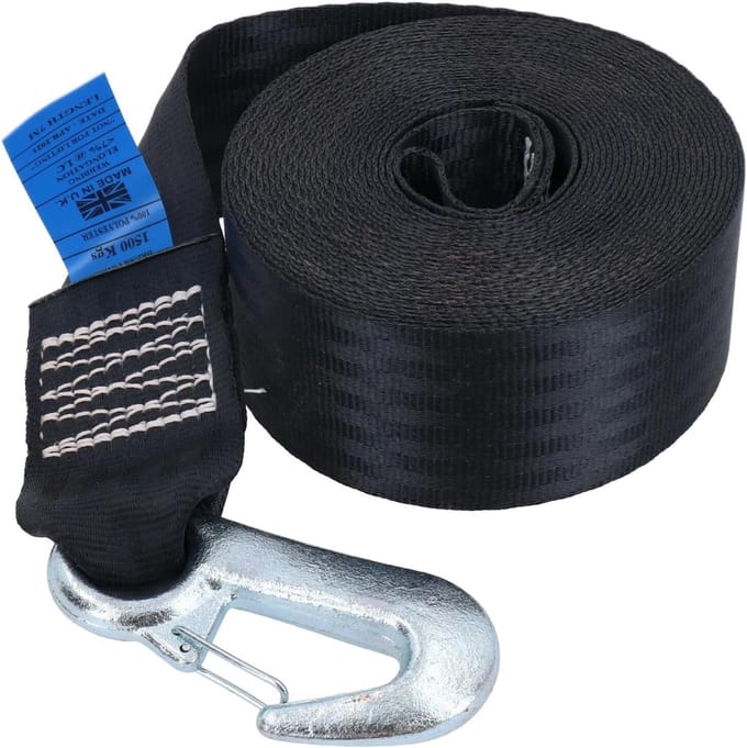 Lierband - Trailerband - Bootladen - Met Veiligheidsclip - 7 Meter - Zwart