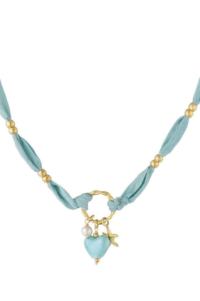 Bijoutheek Collier Bandana Stof Hart Blauw