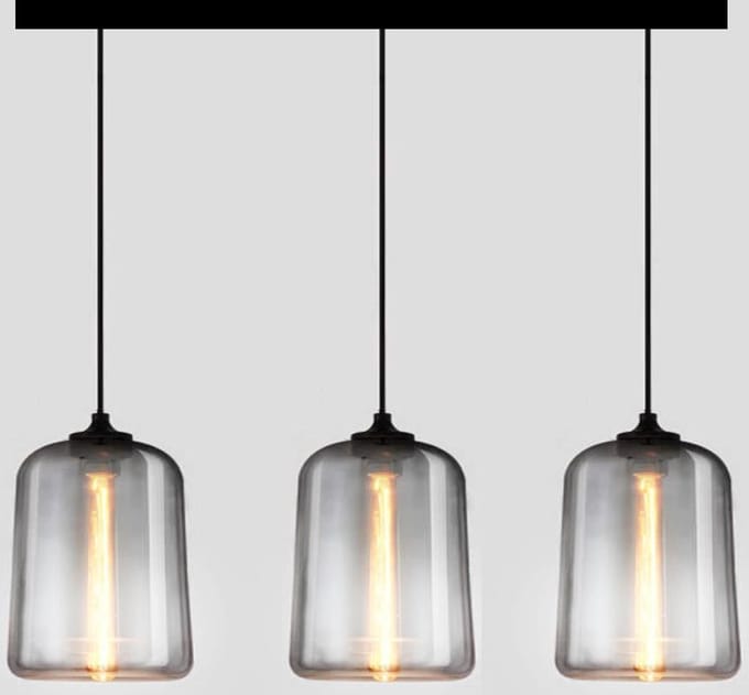 Smoke Glazen Hanglamp - 3 Houders  - Ø25 cm
