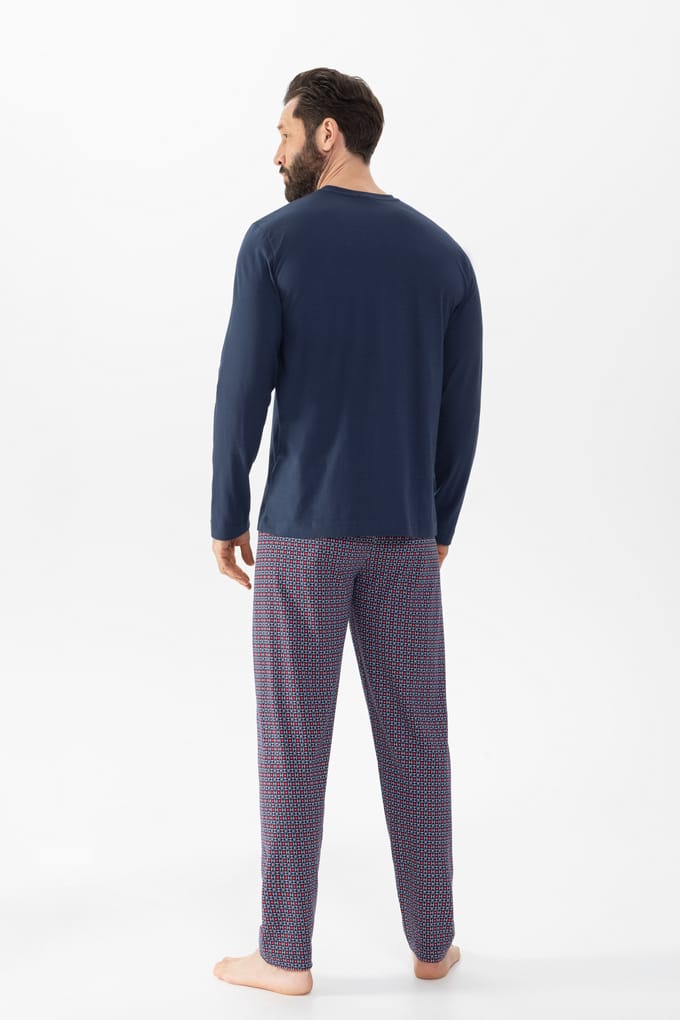 mey Herren Pyjama Lang Serie Red Tile