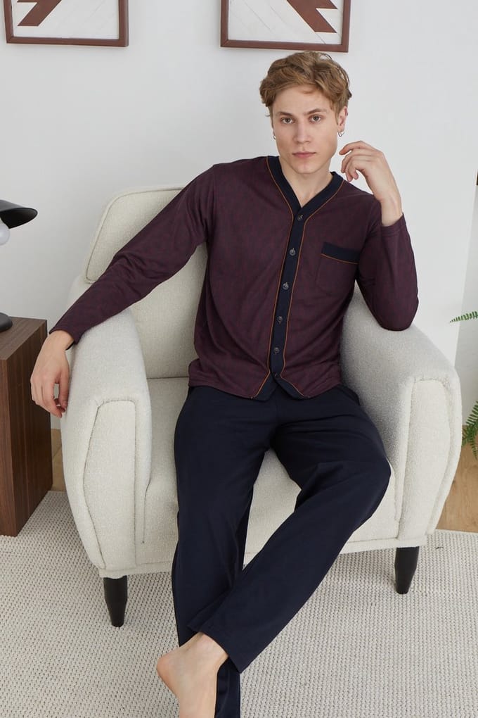 Heren Pyjama Set / Huispak Eman / Bordeaux / maat 6XL