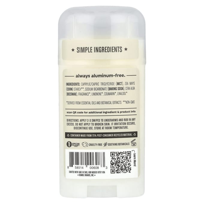 Humble Brands, Aluminum-Free Deodorant, Palo Santo and Frankincense, 2.5 oz (70 g) white