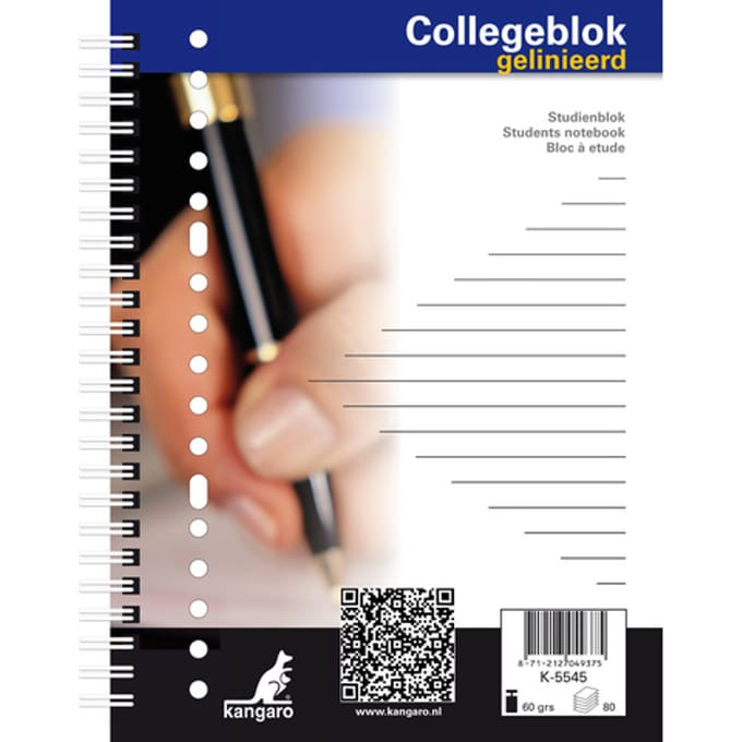 Kangaro collegeblok - A5 - 17-gaats - 80 vetl - lijn