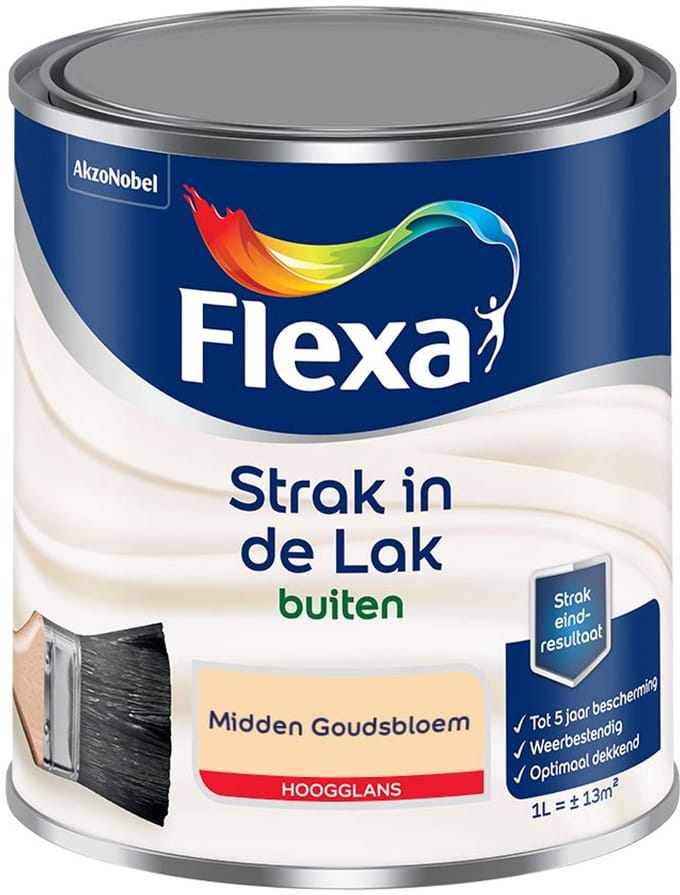 Flexa - Strak In De Lak Buitenlak Hoogglans - Midden Goudsbloem - Mengverf - 1 L