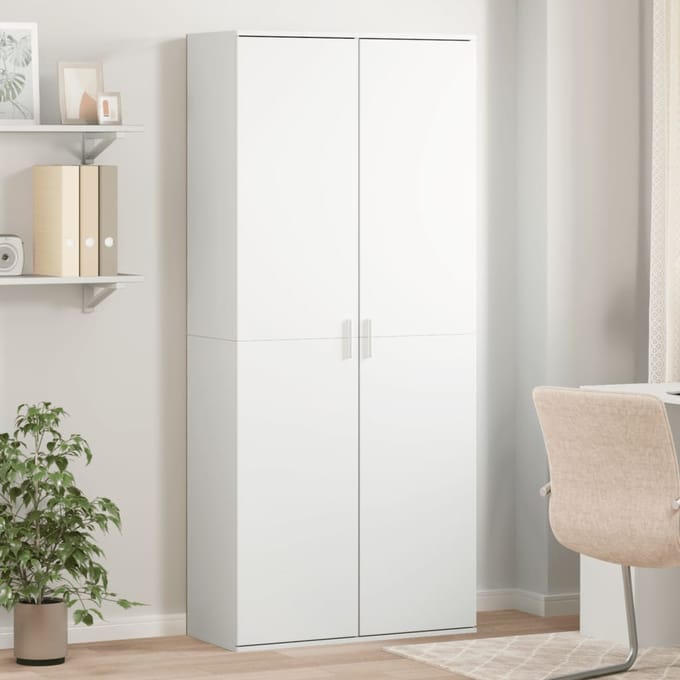 vidaXL - Hoge - kast - 80x35x180 - cm - bewerkt - hout - wit