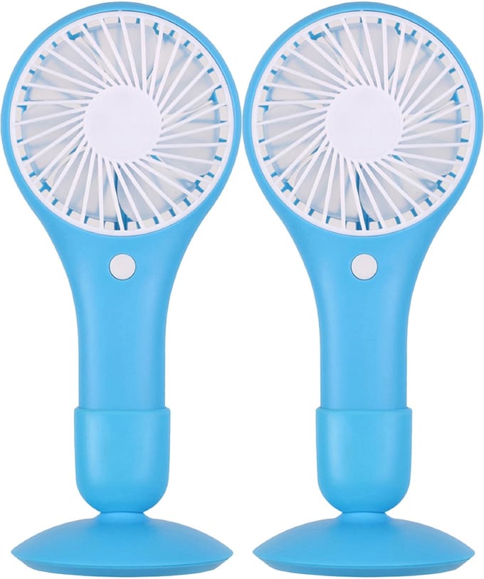 Urban Living Draagbare USB ventilator met standaard - 2x - lichtblauw - 20 x 10 cm