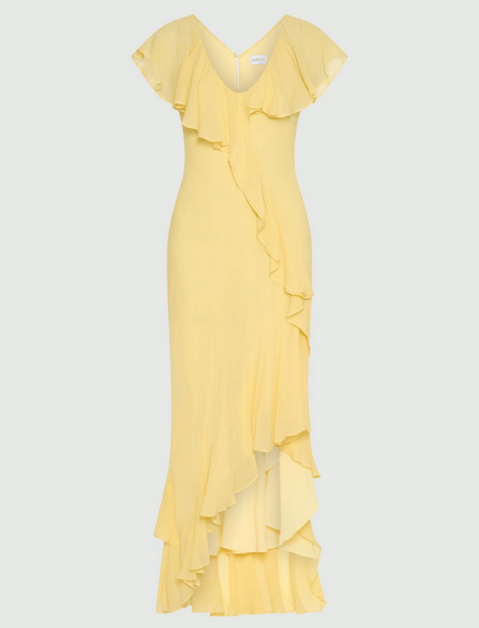 gele vrouw jurk