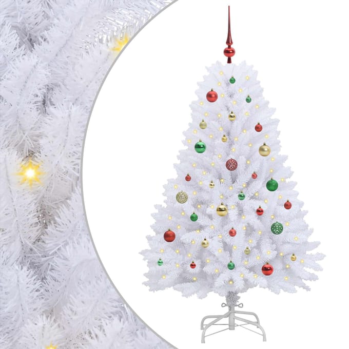 vidaXL Kunstmatige Inklapbare Kerstboom Wit 150 cm PVC en staal