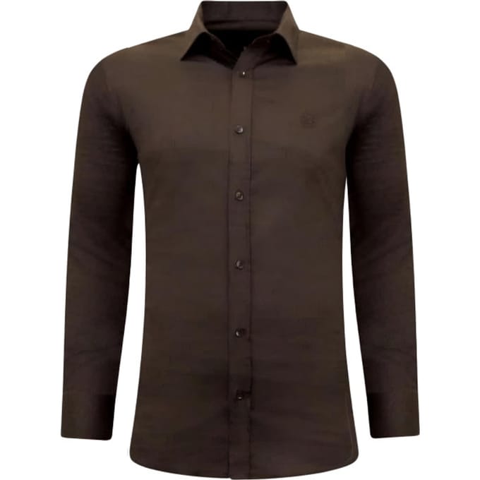 Luxe Bijzondere Heren Overhemden - Slim Fit - 3084- Bruin