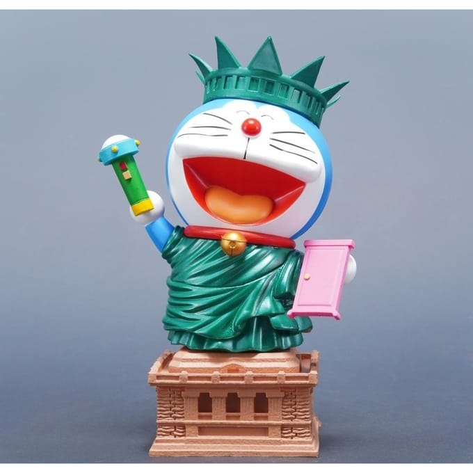 20cm/7.87in Figurine Anime Doraemon Doraemon Cosplay Statue de la Liberté Figurines d'Action PVC Statuette Set Figurines Jouets Cadeaux white